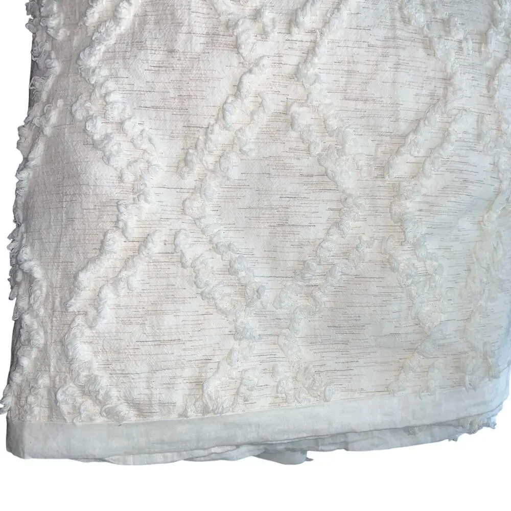 Rachel Ashwell King Duvet Cover White Chenille 101x89” shabby chic cottage core
